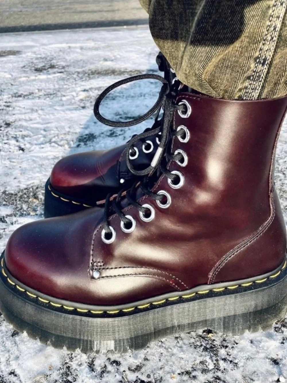 Dr. Marten Jadon Max Leather Platform Boots in Oxblood Atlas - Picture 4 of 15